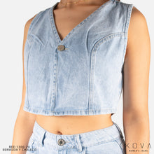 Cargar imagen en el visor de la galería, Conjunto Bermuda y Chaleco en Denim – Ref. 1300-29
