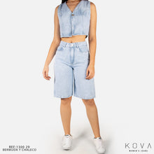 Cargar imagen en el visor de la galería, Conjunto Bermuda y Chaleco en Denim – Ref. 1300-29