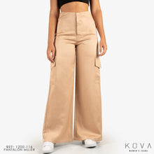 Cargar imagen en el visor de la galería, PANTALON DAMA TEJIDO PLANO LIVIANO DAMA WIDE LEG REF 1200-116