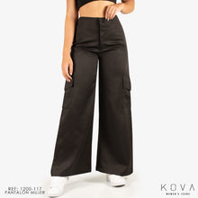 Cargar imagen en el visor de la galería, PANTALON DAMA TEJIDO PLANO LIVIANO DAMA WIDE LEG REF 1200-117
